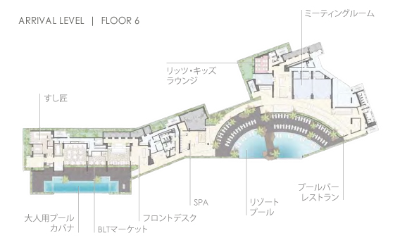 リッツカールトンワイキキのロビーフロア